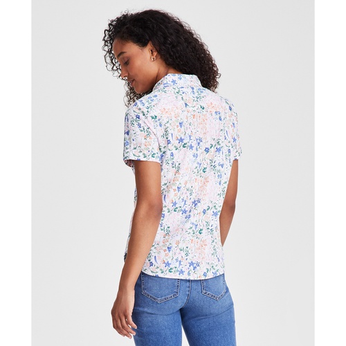 타미힐피거 Womens Garden Floral Cotton Camp Shirt