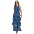 Womens Floral-Print Tiered Maxi Dress