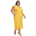 Plus Size Flutter-Sleeve Cropped Jumpsuit