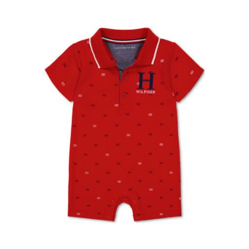 타미힐피거 Baby Boys Printed Pique Knit Polo Romper