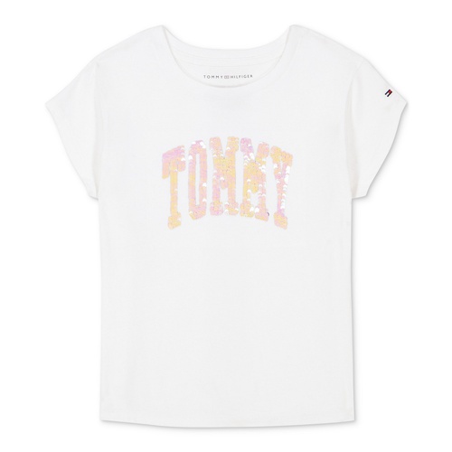 타미힐피거 Big Girls Arch Flip-Sequin Cotton Graphic T-Shirt