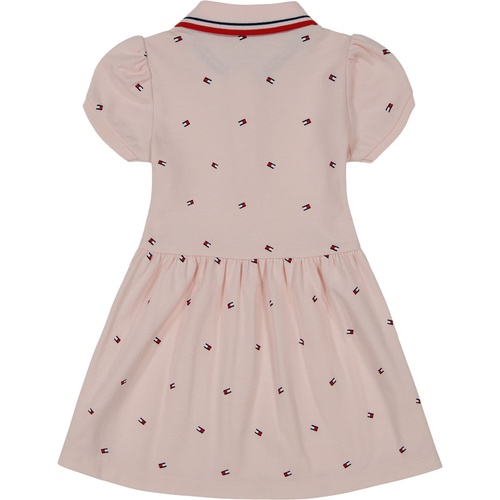 타미힐피거 Little Girls Pique Polo Logo-Print Short Sleeve Dress