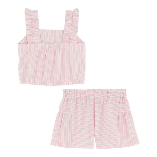 타미힐피거 Little Girls Striped Crinkle Jacquard Shorts Set