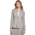 Womens Plaid One-Button Blazer