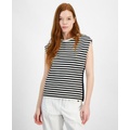 Womens Striped Dolman-Sleeve Crewneck Top