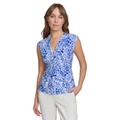 Womens Printed Twist-Front Sleeveless Top