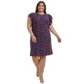 Plus Size Floral-Print Flutter-Sleeve Shift Dress