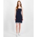 Womens Striped-Strap French Terry Sneaker Dress