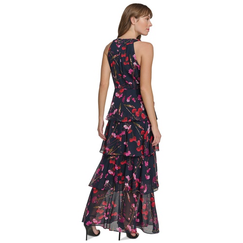 타미힐피거 Womens Floral-Print Tiered Maxi Dress