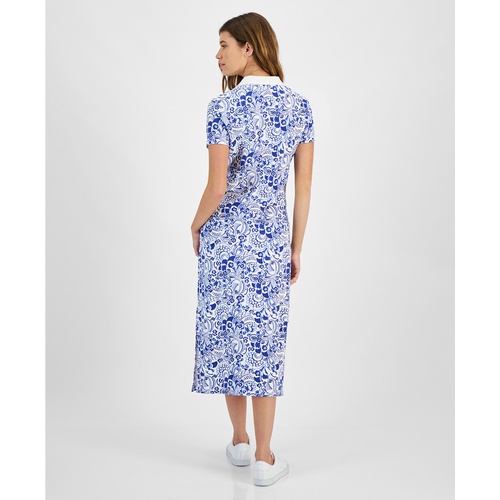 타미힐피거 Womens Floral-Print Short-Sleeve Dress