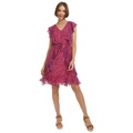 Petite Ruffled Chiffon Fit & Flare Dress