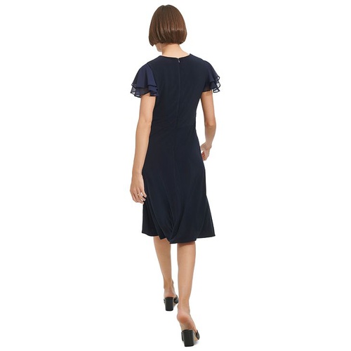 타미힐피거 Womens Flutter-Sleeve Fit & Flare Dress