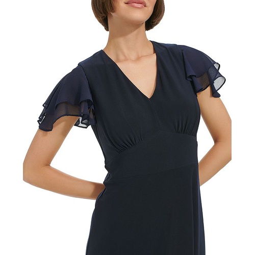 타미힐피거 Womens Flutter-Sleeve Fit & Flare Dress