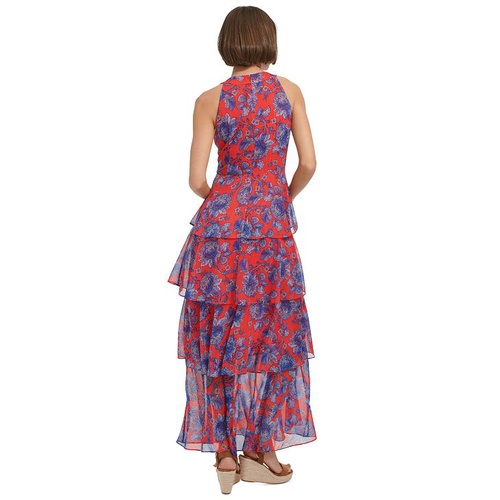 타미힐피거 Womens Floral-Print Tiered Halter Maxi Dress