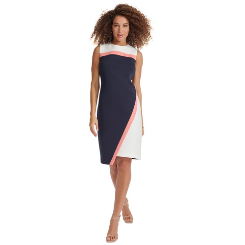 타미힐피거 Womens Color-Blocked Asymmetric Dress