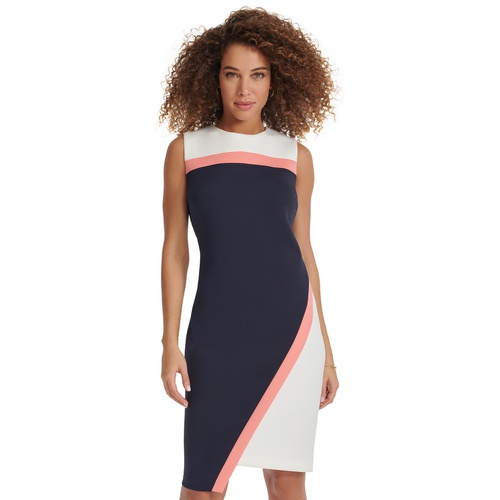 타미힐피거 Womens Color-Blocked Asymmetric Dress