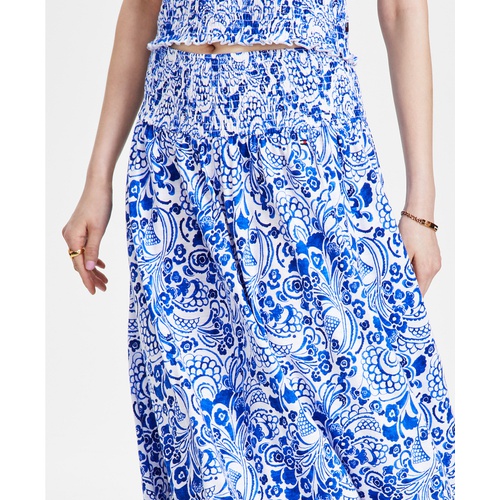 타미힐피거 Womens Fountain Floral-Print Maxi Skirt