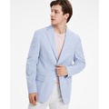 Mens Blue Solid Modern-Fit Sport Coat