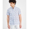 Mens Floral-Print Short-Sleeve Shirt