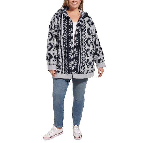 타미힐피거 Plus Size Flyaway Hooded Sherpa Jacket