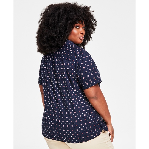 타미힐피거 Plus Size Button-Front Camp Shirt