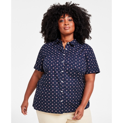 타미힐피거 Plus Size Button-Front Camp Shirt