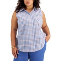 Plus Size Cotton Sleeveless Shirt