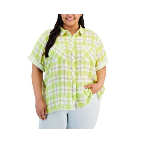 타미힐피거 Plus Size Cotton Button-Front Camp Shirt