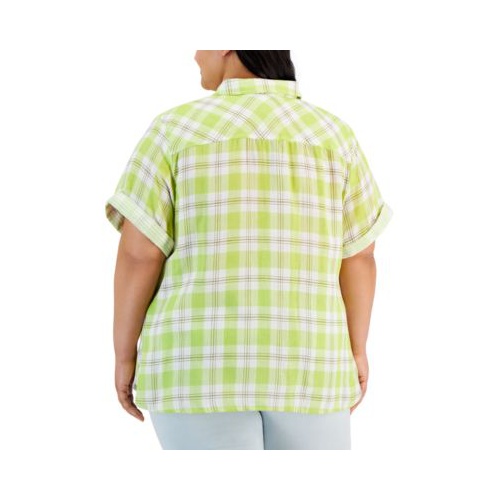 타미힐피거 Plus Size Cotton Button-Front Camp Shirt