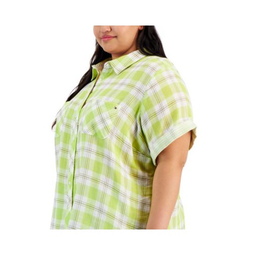 타미힐피거 Plus Size Cotton Button-Front Camp Shirt