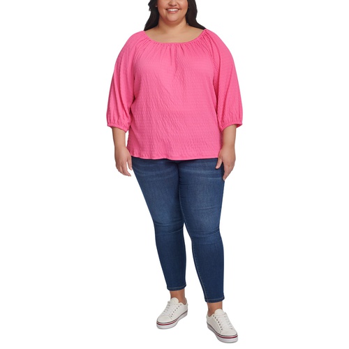 타미힐피거 Plus Size 3/4-Length Sleeve Top