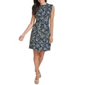 Womens Floral-Print Round-Neck Dress