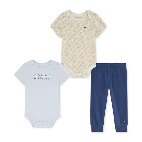 타미힐피거 Baby Boys Logo-Print Bodysuits & Jogger Pants 3 Piece Set