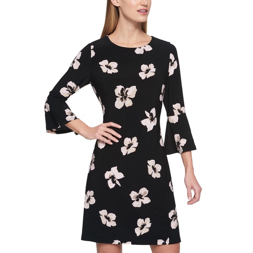 타미힐피거 Petite Floral-Print Bell-Sleeve Mini Dress