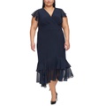 Plus Size Flutter-Sleeve A-Line Dress