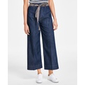 Womens Cropped Wide-Leg Jeans