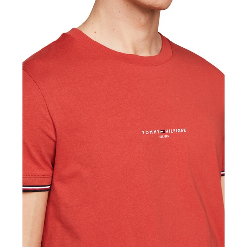 타미힐피거 Mens Tommy Logo-Tipped Cotton T-Shirt