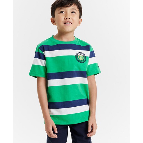 타미힐피거 Little Boys Varsity H Stripe Embroidered Logo Graphic T-Shirt