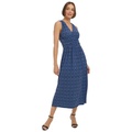 Womens Printed V-Neck Midi Dress