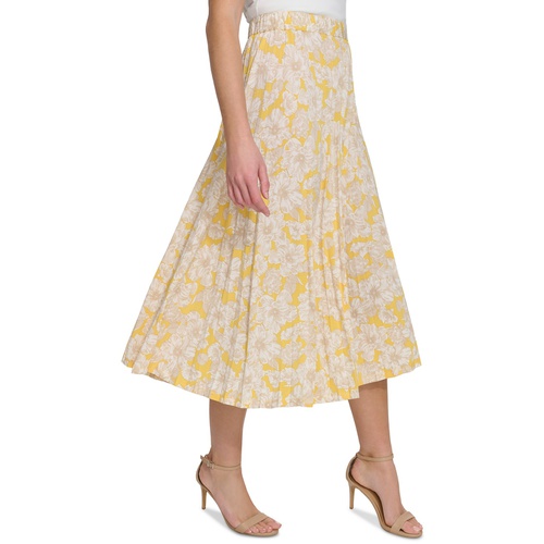 타미힐피거 Womens Floral-Print Pull-On Midi Skirt