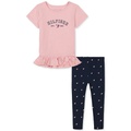 Little Girls Ruffle-Hem Logo Tunic & Logo-Print Leggings 2 Piece Set