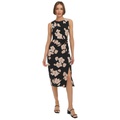 Womens Floral-Print Jersey Sleeveless Midi Dress