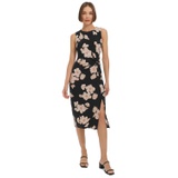 Womens Floral-Print Jersey Sleeveless Midi Dress