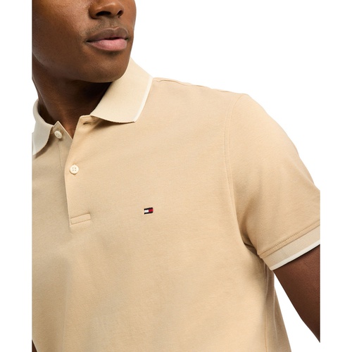 타미힐피거 Mens Regular-Fit Two-Tone Interlock Polo Shirt