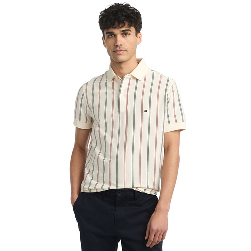 타미힐피거 Mens Regular-Fit Vertical Stripe Polo Shirt