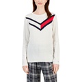 Womens Cotton Chevron-Striped Sweater