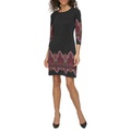 Womens Paisley 3/4-Sleeve Shift Dress