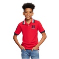 Little Boys Striped Collar Embroidered Matt Polo