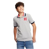 Big Boys Striped Collar Embroidered Matt Polo