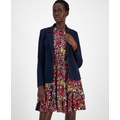 Womens Notched-Lapel Single-Button Blazer